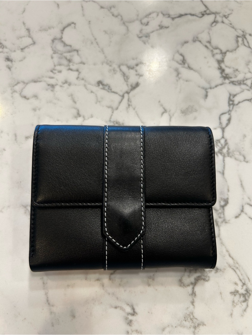 NWOT Red Envelope Black Nappa Leather Wallet Small